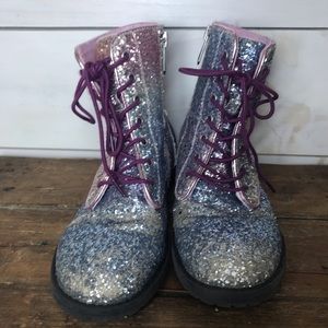 polly sophia glitter combat boot